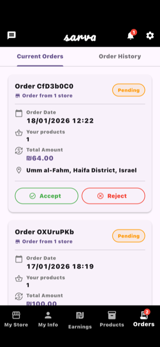 Sarva seller orders management